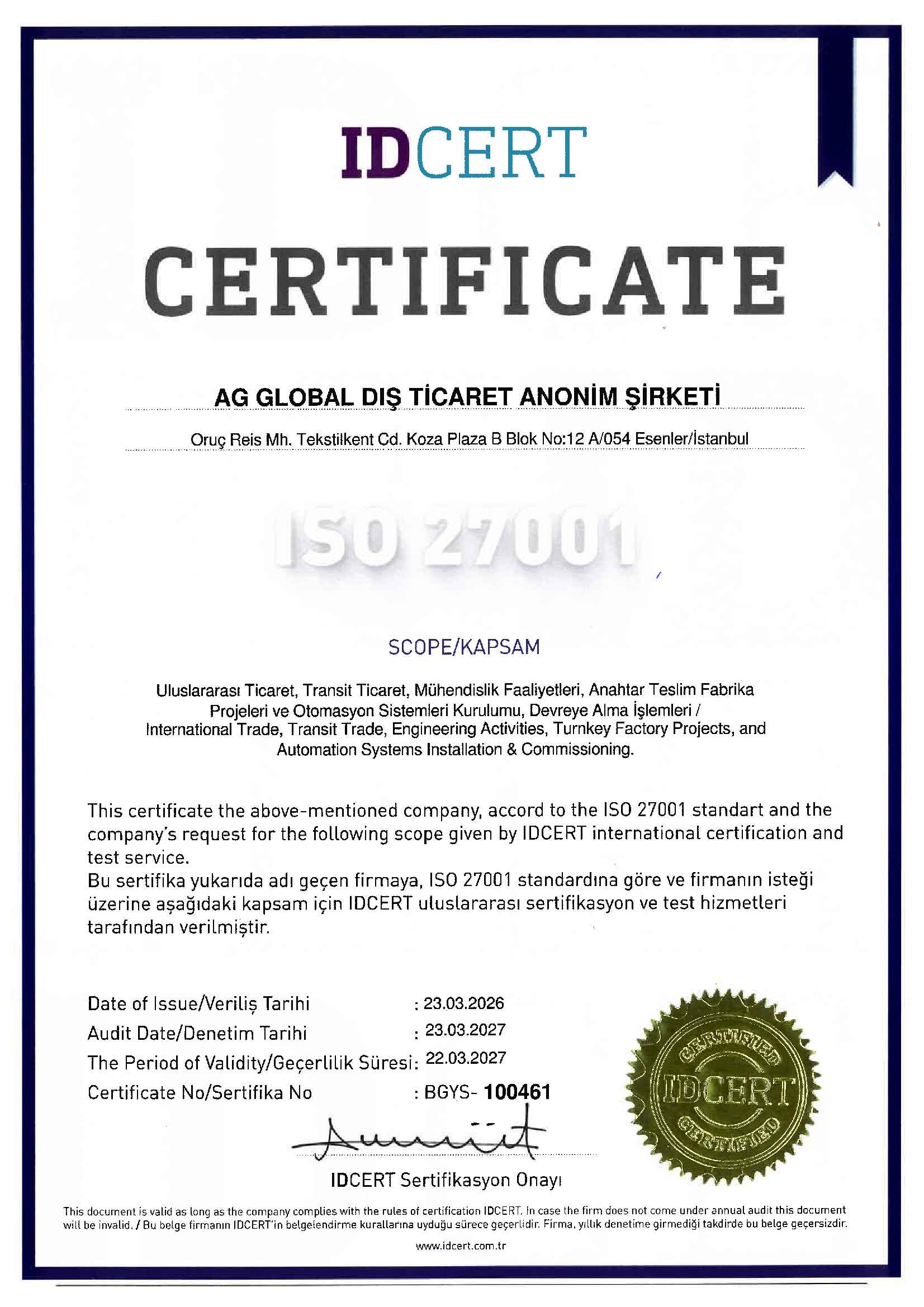 Ag Global ISO 27001-2027-429